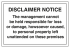 Disclaimer Notice - Management Responsibility