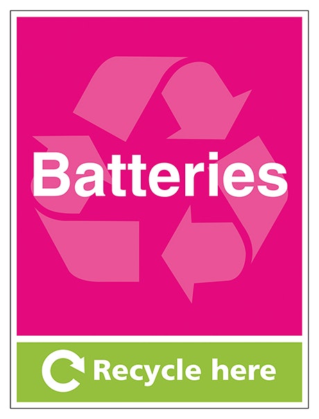 Batteries Recycle Here Portrait