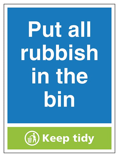 Put All Rubbish In The Bin Keep Tidy Portrait