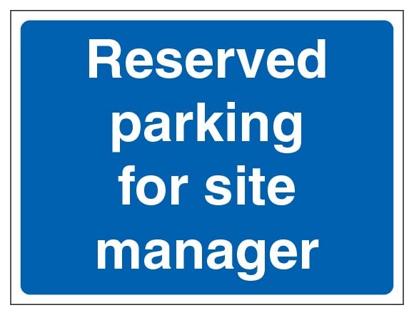 Reserved Parking For Site Manager Landscape Blue
