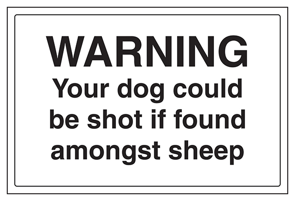 Warning Your Dog Could Be Shot If Found Amongst Sheep