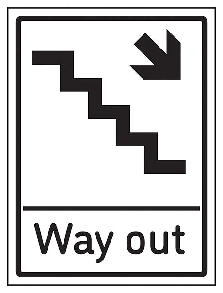 Way Out Arrow Down Stairs Right