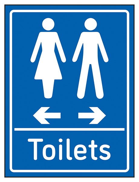 Toilets Arrows Women Left Men Right Blue