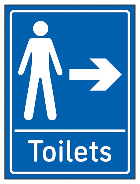 Mens Toilets Arrow Right Blue