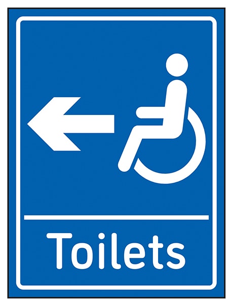 Disabled Toilets Arrow Left Blue