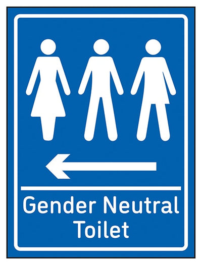 Gender Neutral Toilet Arrow Left Blue
