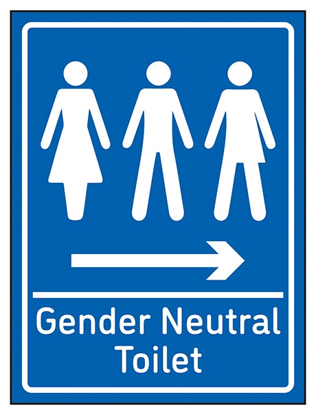 Gender Neutral Toilet Arrow Right Blue