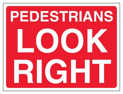 Pedestrians Look Right Landscape Red