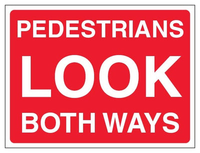 Pedestrians Look Both Ways Landscape Red