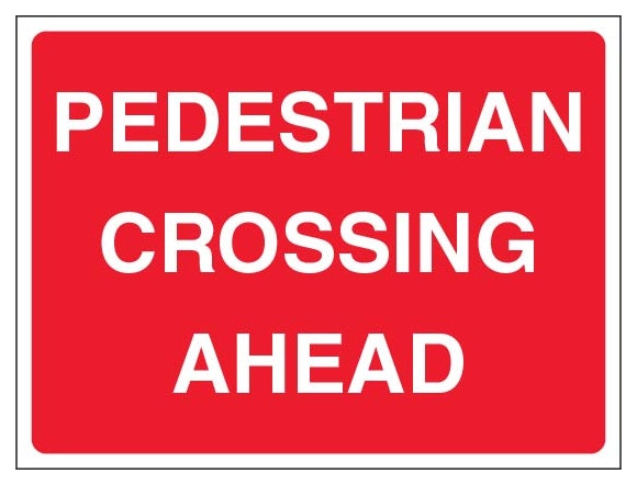 Pedestrian Crossing Ahead Landscape Red