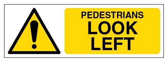 Pedestrians Look Left Narrow Landscape