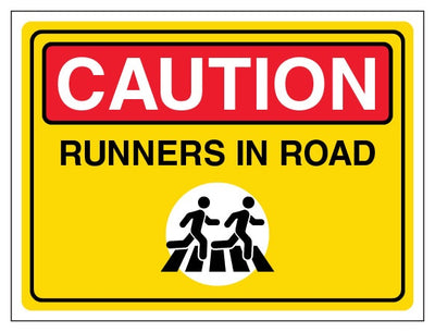Caution Runners In Road Landscape