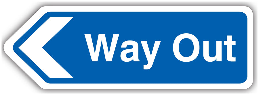 Way Out Arrow Left Shaped Sign