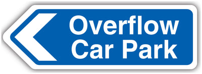 Overflow Car Park Arrow Left Blue Landscape Shaped Sign