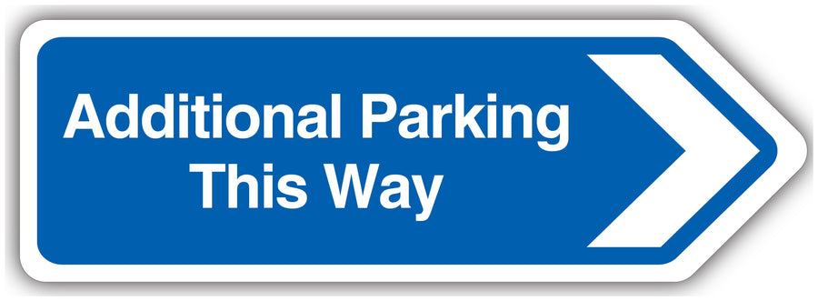 Additional Parking This Way Arrow Right Blue Shaped Sign