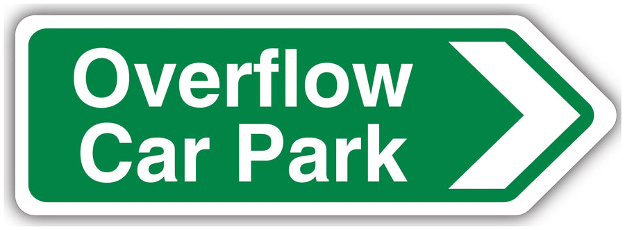 Overflow Car Park Arrow Right Green Shaped Sign