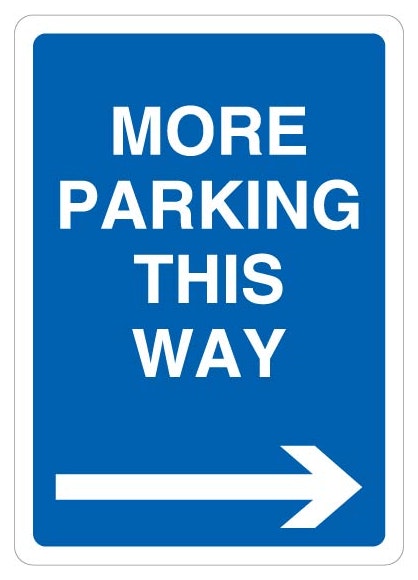 More Parking This Way Blue Arrow Right