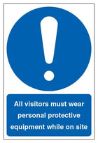 All Visitors Must Wear Personal Protective Equipment While On Site Sign - Portrait