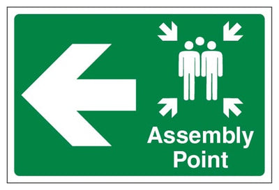 Assembly Point Arrow Left Sign - Large Landscape
