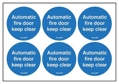 Automatic Fire Door Keep Clear Vinyl Labels On A Sheet