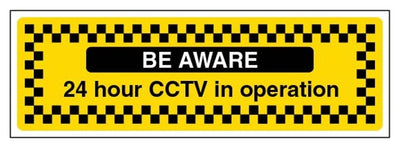 Be Aware! 24 Hour CCTV In Operation Sign - Landscape