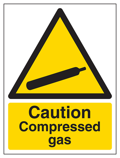 Caution Compressed Gas Sign - Portrait