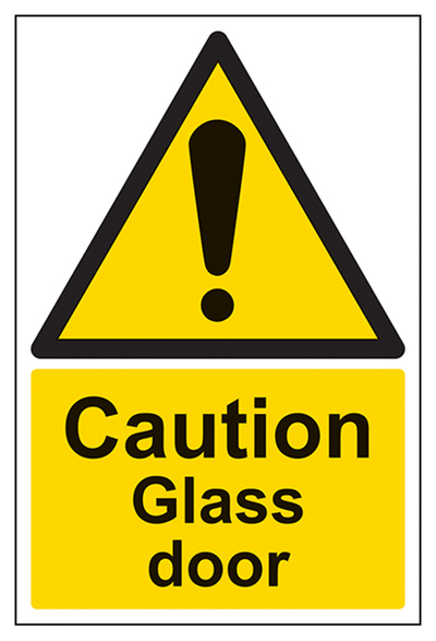 Caution Glass Door Sign - Portrait