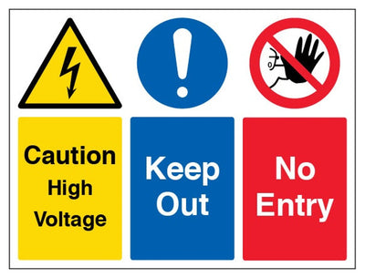 Caution High Voltage / Keep Out / No Entry Sign - Landscape