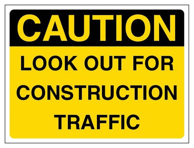 Caution Look Out For Construction Traffic Sign - Landscape