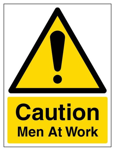 Caution Men At Work Sign - Portrait