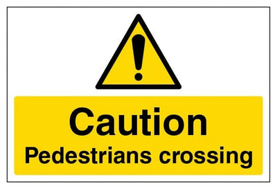 Caution Pedestrians Crossing Sign - Large Landscape