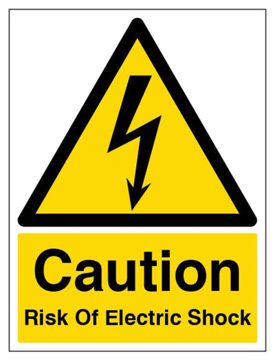 Caution Risk Of Electric Shock Sign - Portrait