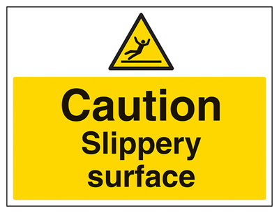 Caution Slippery Surface Sign - Large Landscape