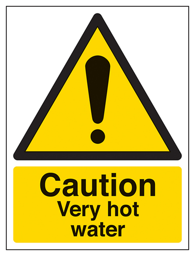 Caution Very Hot Water Sign - Portrait