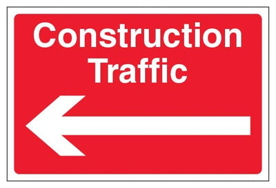 Construction Traffic Arrow Left Sign - Large Landscape