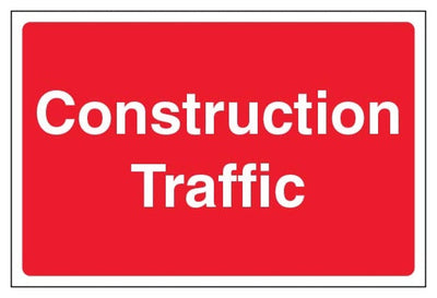 Construction Traffic Sign - Red - Large Landscape