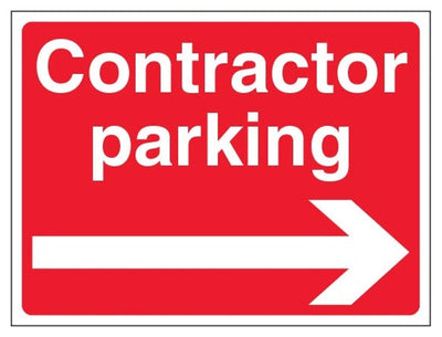 Contractor Parking Sign - Landscape - Red - Arrow Right