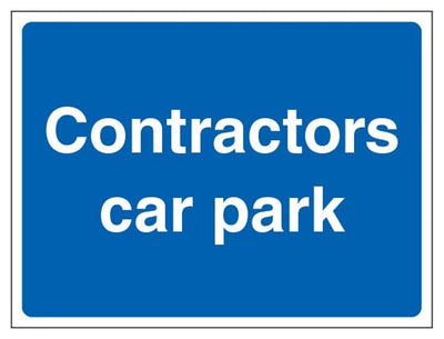 Contractors Car Park Sign - Landscape - Blue