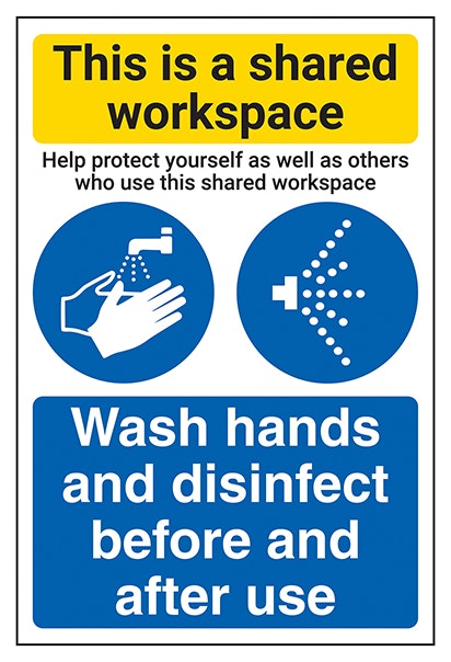 Shared Workspace Wash Hands And Disinfect