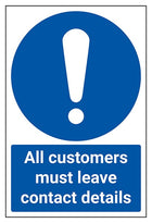 All Customers Must Leave Contact Details