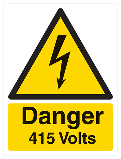 Danger 415 Volts Sign - Portrait