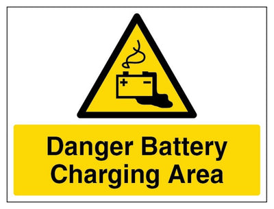 Danger Battery Charging Area Sign - Large Landscape