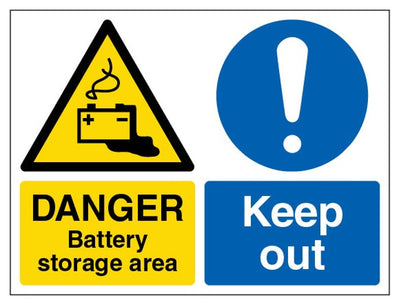 Danger Battery Storage Area Sign - Landscape