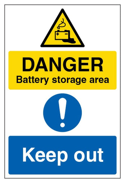 Danger Battery Storage Area Sign - Portrait