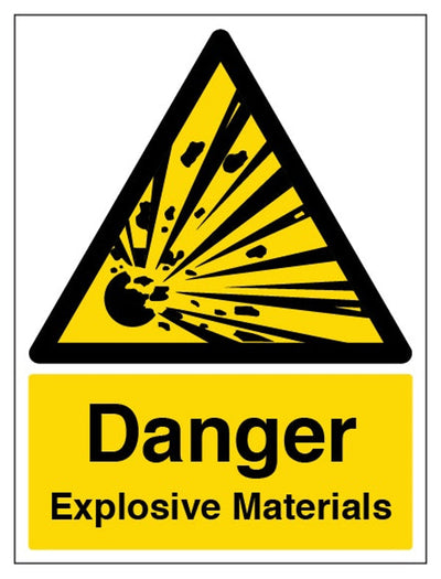 Danger Explosive Materials Sign - Portrait