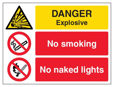 Danger Explosive No Smoking Sign - Landscape