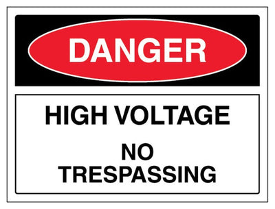 Danger High Voltage No Trespassing Sign - Landscape