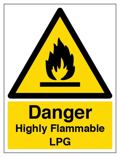 Danger Highly Flammable LPG Sign - Portrait