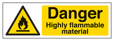 Danger Highly Flammable Material Sign - Landscape