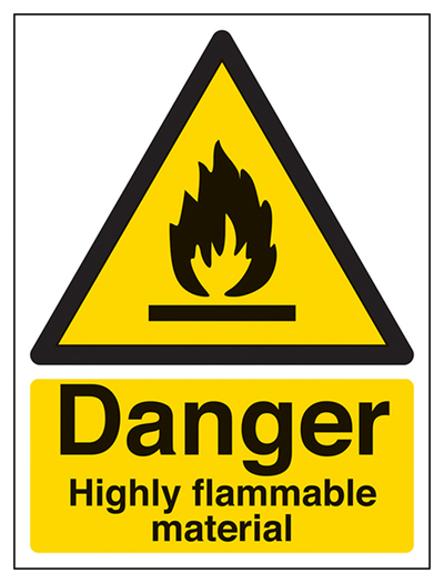 Danger Highly Flammable Material Sign - Portrait